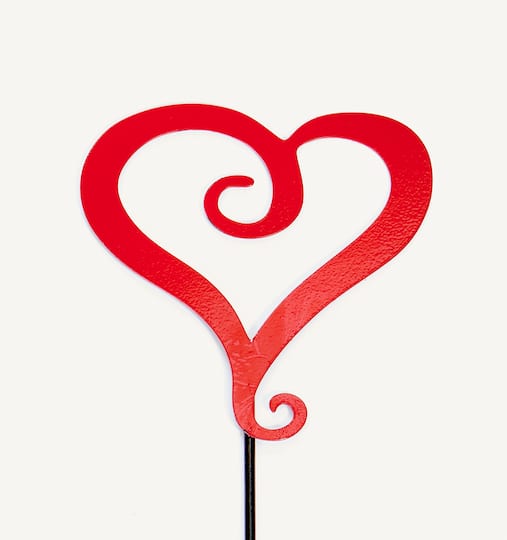 15.5" Red & Black Open Heart Shaped Garden Stake